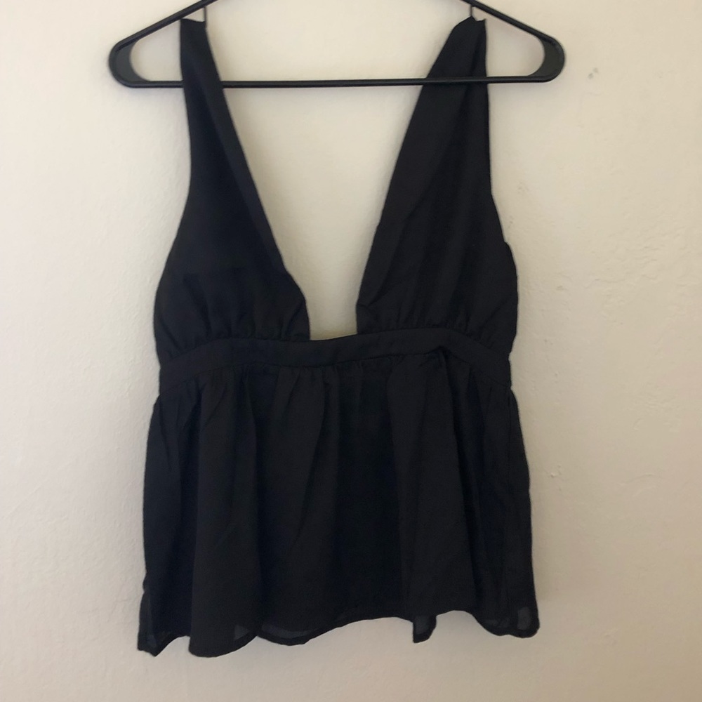 Peplum style deep V tank